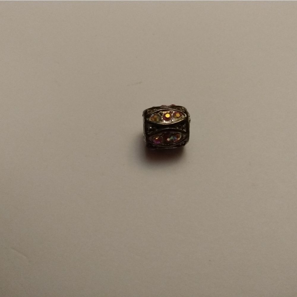 Sterling silver Rainbow Crystal barrel charm